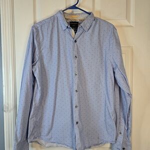 Denim & Flower Ricky Singh Shirt‎ Mens Large Pinstripe W/ DotsButton Up Slim Fit